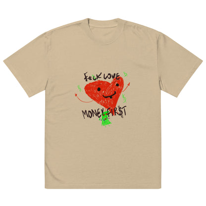 F*ck Love, Money First Oversized faded t-shirt